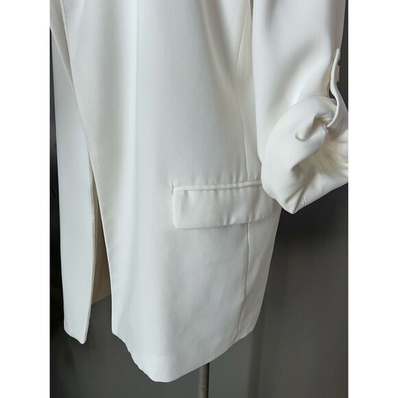 T Tahari White Coastal Open Roll Up Sleeve Blazer Size Large - Picture 3 of 9